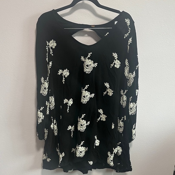 Free People Black and White Floral Mini Dress - Picture 2 of 11